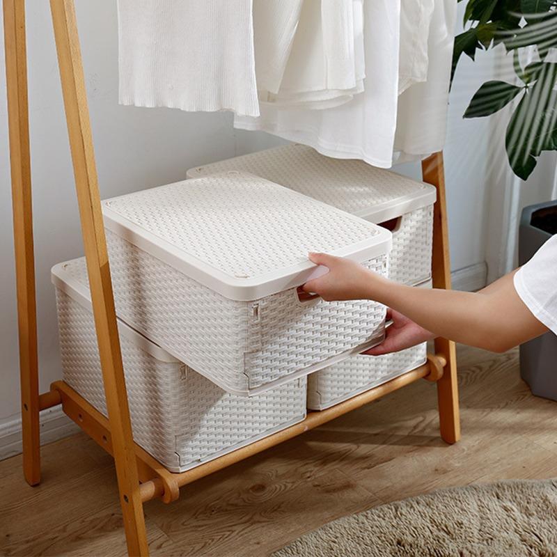 Folding Clothes Storage Boxes with Lid Wardrobe Living Room Clothing Toy Sundries Storage Box Home Drawer Organizer