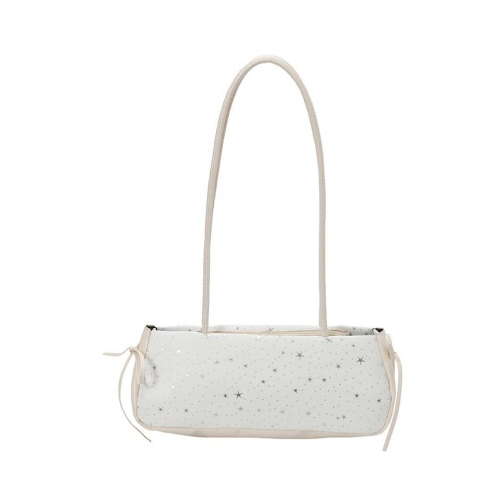 Solid Color Star Pattern Shoulder Bag Bow Decoration Long Shoulder Strap Bag Work