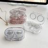 Women Clear Beauty Pupil Storage Box Travel Eye Care Container Contact Lens Cases Pink Transparent Colored Contact Lens Case