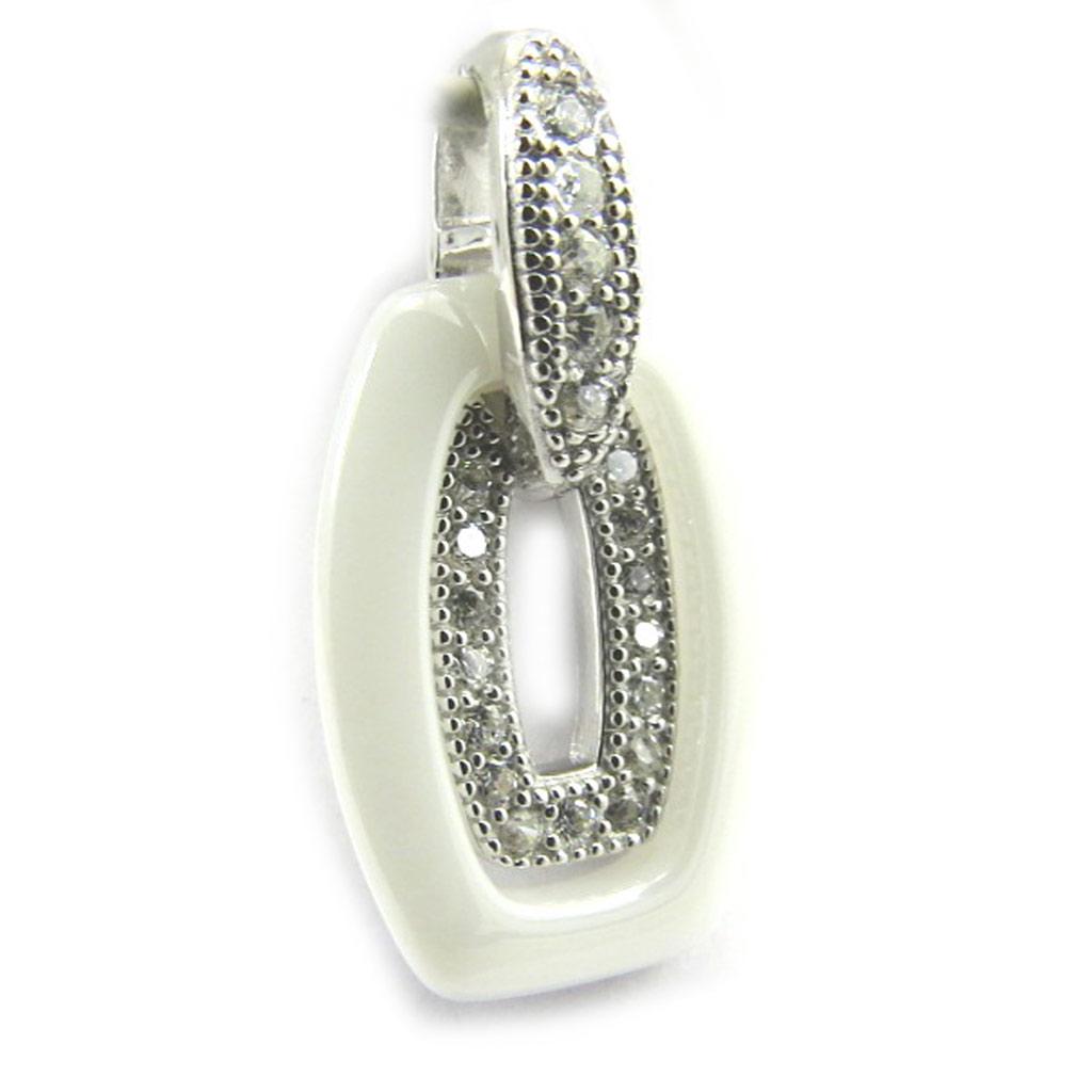 Les Trésors De Lily [L5675] - Серебряный кулон "Сисси" белый (керамика) родиевое покрытие - 15х10 мм