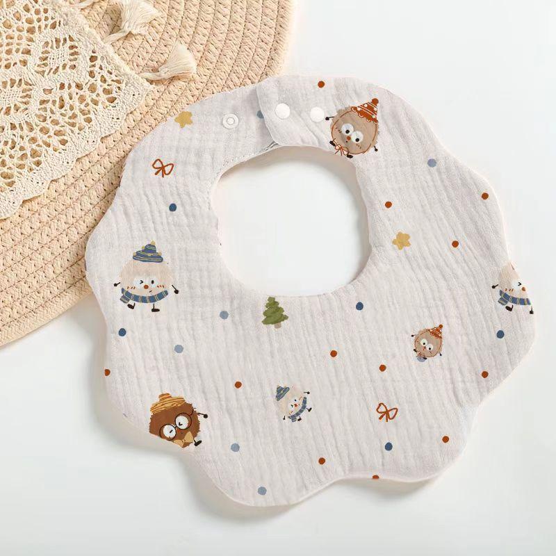 Cotton Muslin Baby Drool Bibs Soft Breathable Bandana Newborn Neck Bib Soft Cartoon Print Toddler Feeding Bibs for  Boy Girl