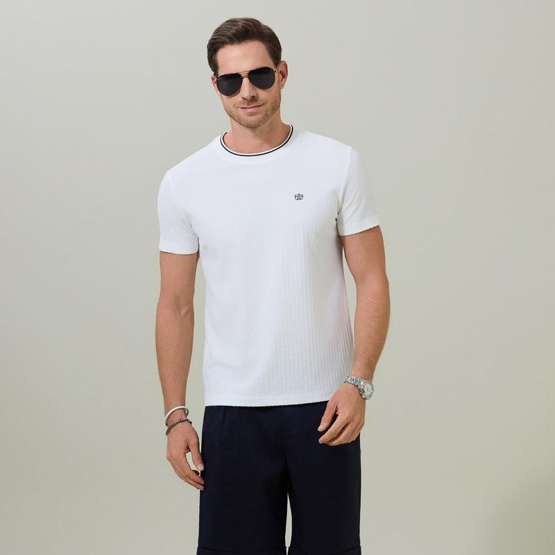 Men's Embroidered Round Neck Short-sleeved T-shirt