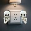 1 пара украшений на Хэллоуин в виде скелетов, самоклеящиеся жуткие смоляные наклейки на выключатели, праздничные украшения для вечеринки, дома, офиса, стены, готический орнамент в виде головы черепа