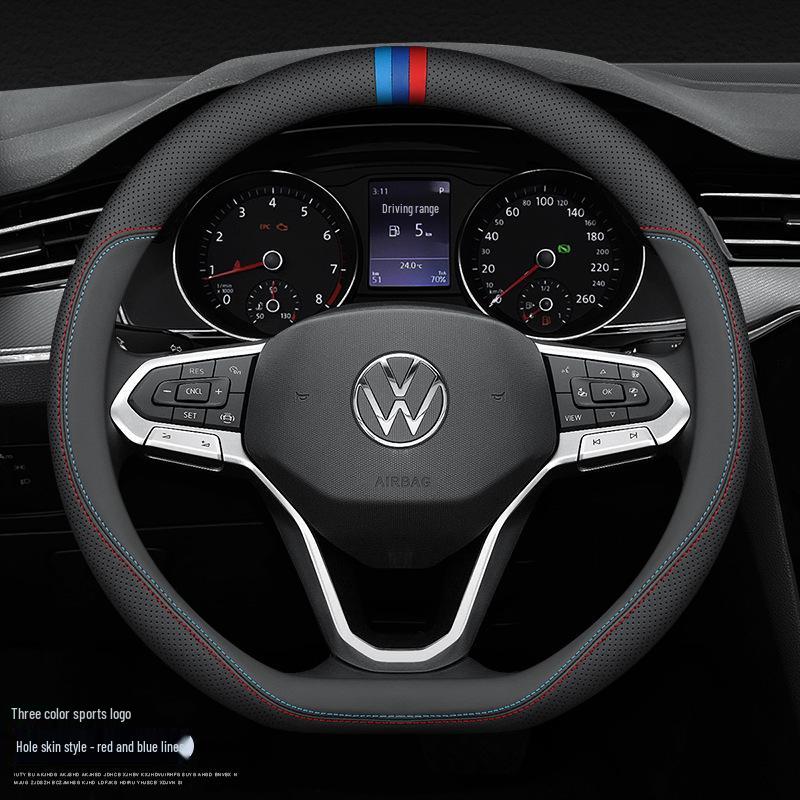 VW Steering Wheel Covers Compatible with Lavida, Sagitar, T-Roc, Polo, Tayron X, Magotan, Tiguan L, Bora, Lamando - Fits New & Old Models.