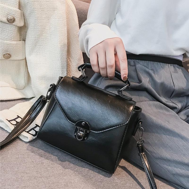 Small Square Bags For Women Fashion Solid Color Designer Crossbody Shoulder Bag Vintage PU Leather Handbags Female Bag