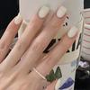 24 Pcs Simple and Durable, Cream Color, Solid Color, Nail Art, Fake Nail, Short Square Nail Piece, European and American Wearable Nail Art.