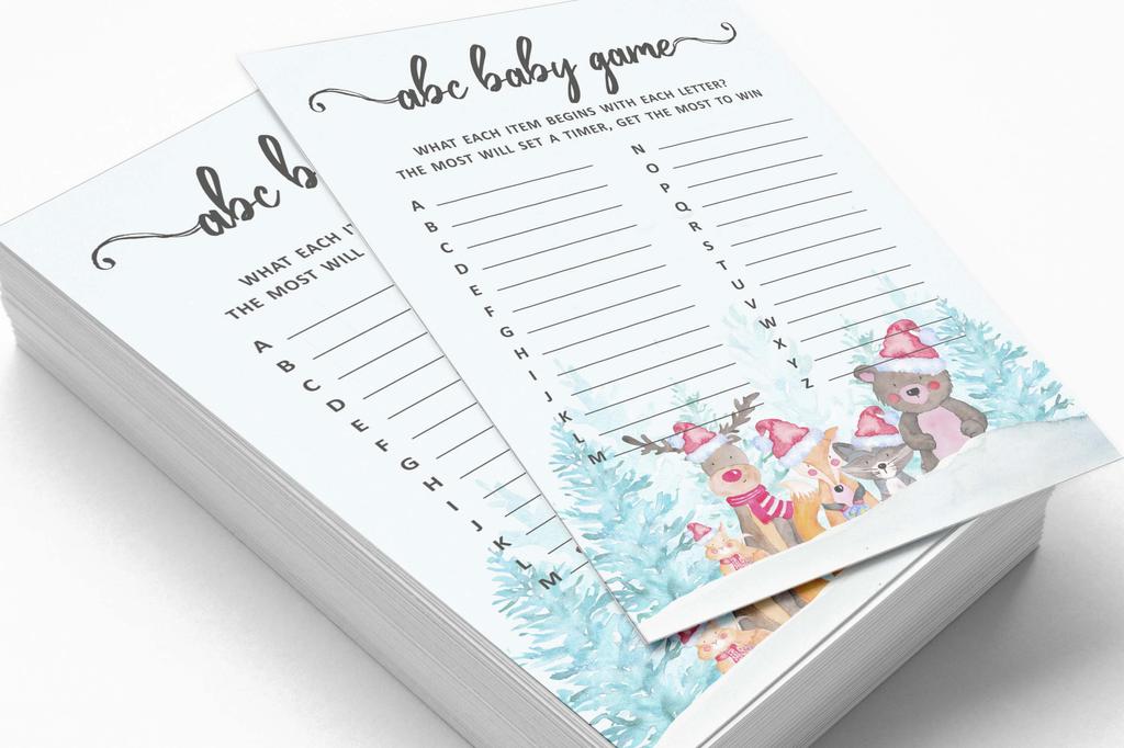 Inkdotpot 50 BabyA AlphabetA ABCA GameA Winter Jungle Theme Baby Shower Game Gender Neutral Party