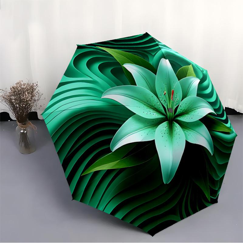 1pc Lily Flower Automatic Open/close Folding Umbrella, Compact Portable Travel Umbrella,Durable Construction yy250814121