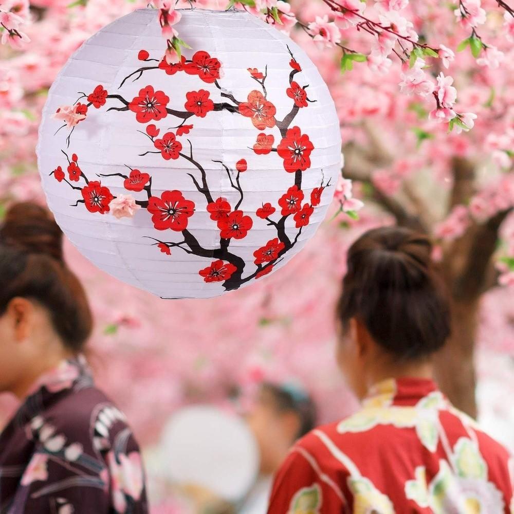 Plastic Paper Paper Lantern Set Round Shape Red Lantern Honeycomb Lantern  Home Party