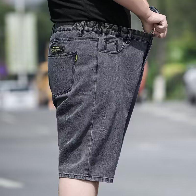 Big Size Men's Fashion Shorts Denim Plus Size Men's Denim Shorts Loose Summer Casual Stretch Five-minute Trousers Elastic Waist