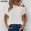 Women's Fashion Casual Summer Spring Solid Color Print Short Sleeve Oblique Collar Blouses & Shirts