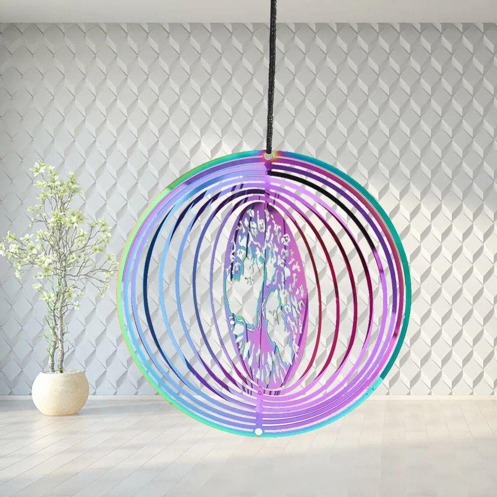 Gradient Color Wind Spinner Catcher 3D Dynamic Rotating Wind Chimes Funny Wind Chime Pendant Party