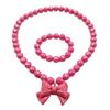 1 Set Princess Gift Necklace Bracelet Set Adorable Bow Candy Color Eco-friendly Bow Necklace for Girls