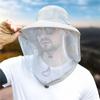 Outdoor Fishing Cap Anti Mosquito Insect Garden Beekeeping Hat Camping Bug Mesh Head Net Face Protector Hats Fishing Cap Nets