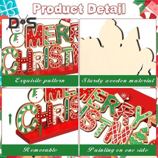 Рождественский деревянный орнамент, настольный знак в виде пряничного человечка, праздничный центральный элемент, украшение в виде пряничного человечка для декора стола на рождественскую вечеринку