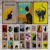 Cool Black Cat Metal Sign Tin Sign Metal Retro Bar Wall Decoration Bar Club Hole Metal Poster