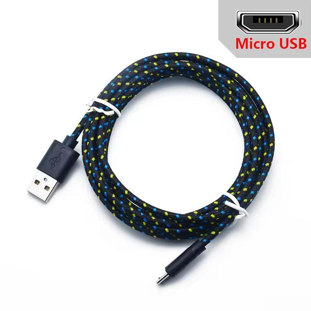 Кабель Micro USB 2.4A 0.5м/1м/2м/3м Кабель для синхронизации данных USB для зарядки для Samsung Xiaomi Android Нейлоновая оплетка Кабель для передачи данных Microusb
