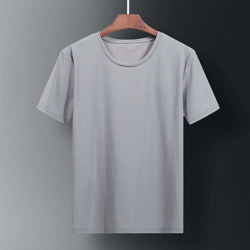 Men's Summer Mesh Ice Silk Quick-Dry Short-Sleeve Round Neck T-Shirt - Breathable, Loose Fit, Plus Size Sports Top