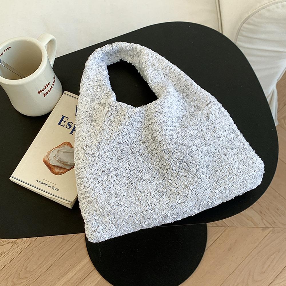 Вечерняя сумка Блестящая сумочка Блестящая серебристая сумка через плечо Портативная сумка с пайетками Для улицы