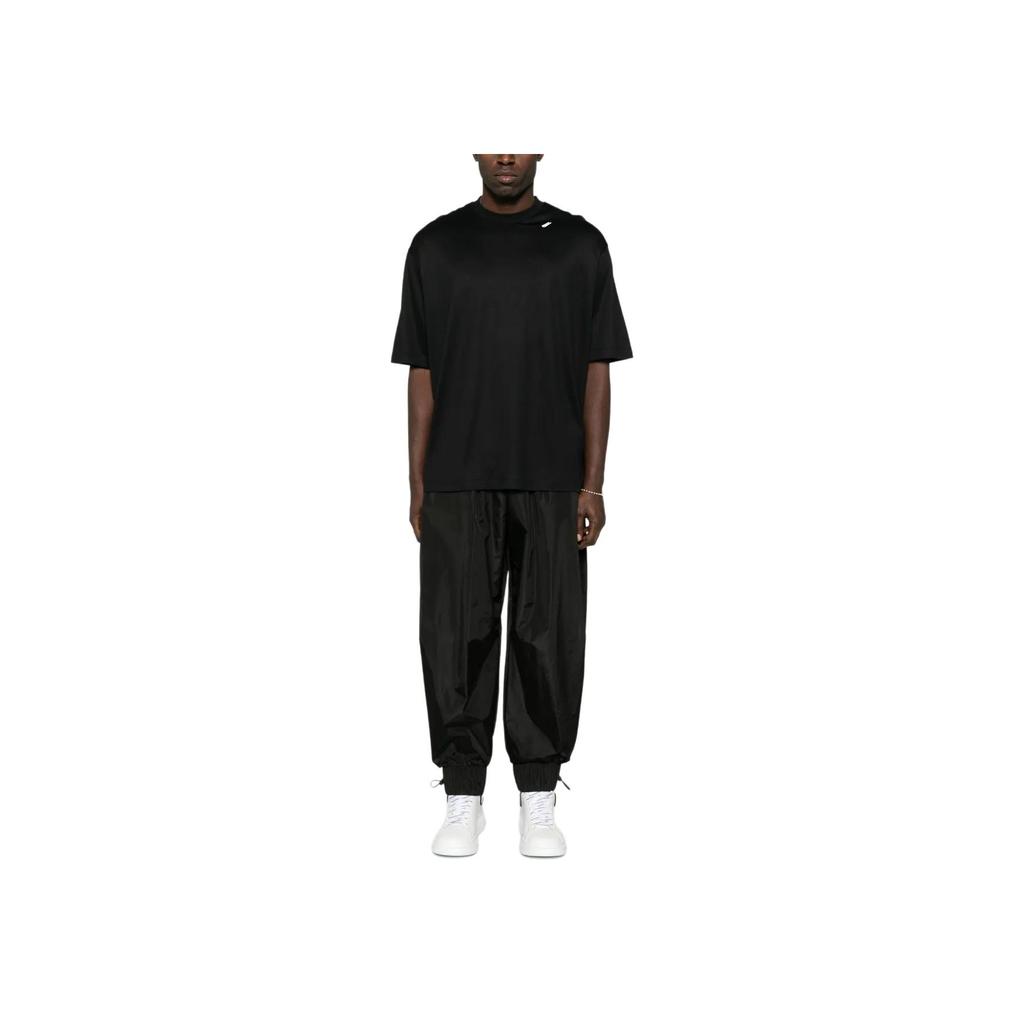 Emporio Armani Ss25 Однотонный пуловер с круглым вырезом свободного кроя с коротким рукавом мужские топы черные EM001035-AF13747-UC001