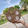 Handwoven Straw Rattan Half-Moon Beach Handbag Large Capacity Women Summer Hollow Out Crossbody Shoulder Bag