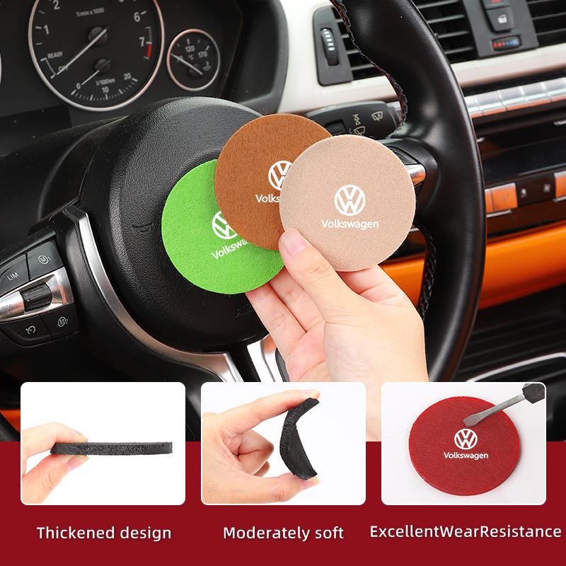 ear1 2PCS Car Felt Material Coasters Water Cup Holder Mat Trimmmable For VW Scirocco Jetta Golf Passat Polo Tiguan Sharan Touran