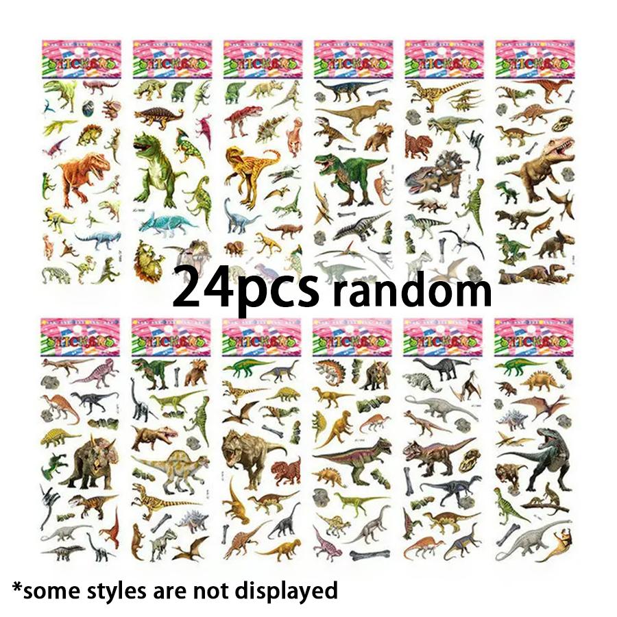 6/12/24pcs Self-adhesive Sticker Realistic Dinosaur Theme DIY Handicrafts Supplies for Journal & Phone Case & Suitcase Decor XJM