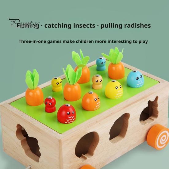 Монтессори деревянная ферма головоломка игрушка для детей 1 2 3 лет красочная морковка урожай игра с червяками рыб магнитная ловля занятие образовательное обучение