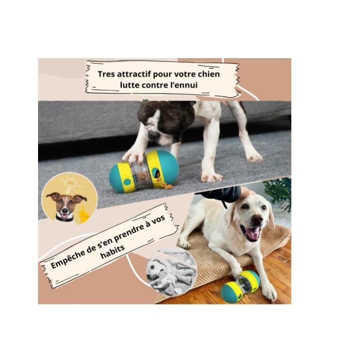 Jouet interactif pour Chien Distributeur de croquettes, Balle Interactive Chien, Jouet Intelligent, Jeu Chien Indestructible