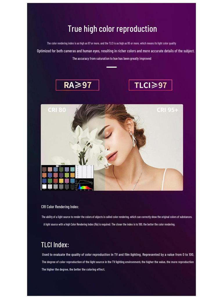 8-цветный RGB студийный заполняющий свет с широким диапазоном температур и бесступенчатой регулировкой COB для атмосферы кино, ТВ и прямых трансляций