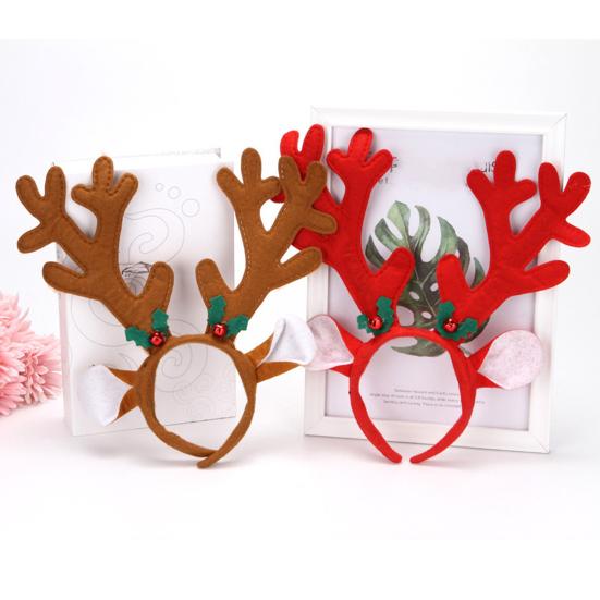 Christmas Headbands Cute Reindeer Antlers Headbands with Bell Christmas Animal Ear Hair Bands