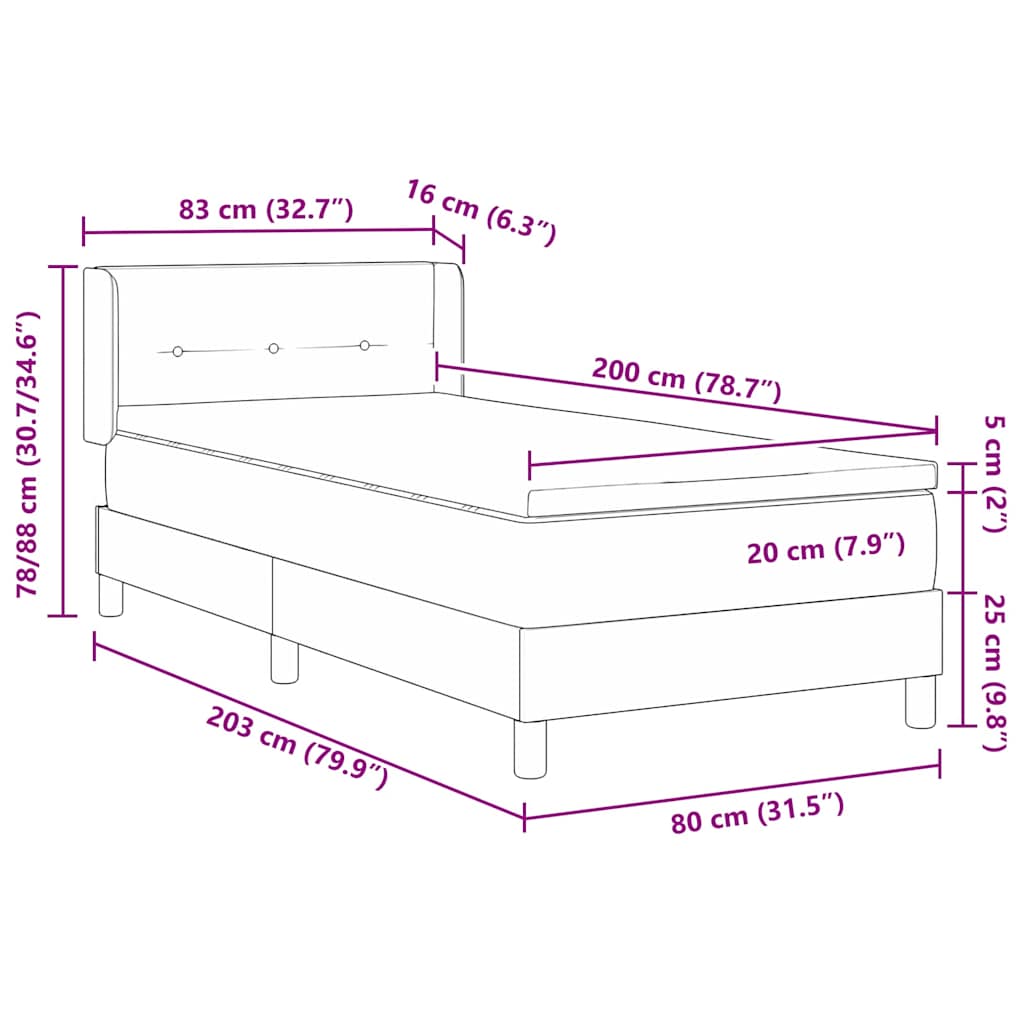 Box Spring Bed with Headboard Light Gray 200 x 80 cm Velvet