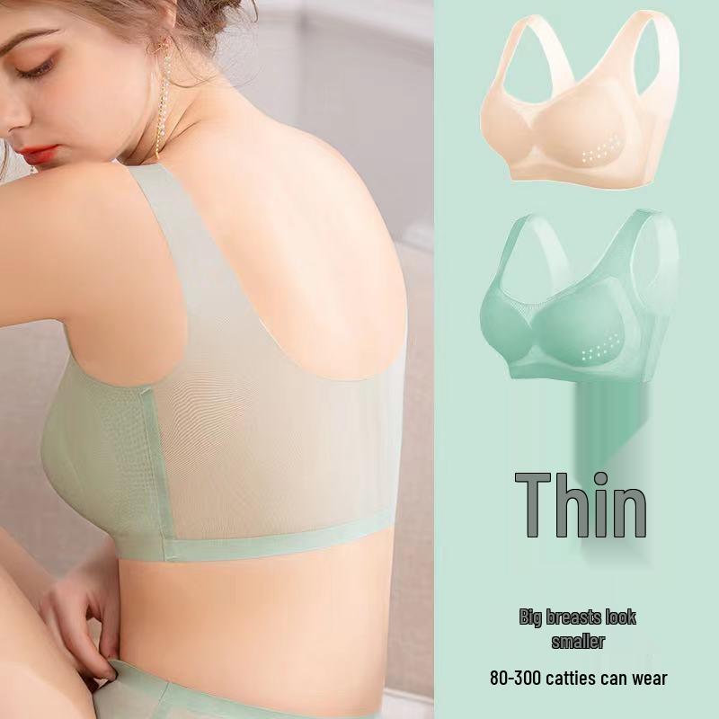 Women's Seamless Ice Silk Sleep Bra: Super Thin, Breathable, Plus Size, No Wire, Beautiful Back, Summer Comfort
