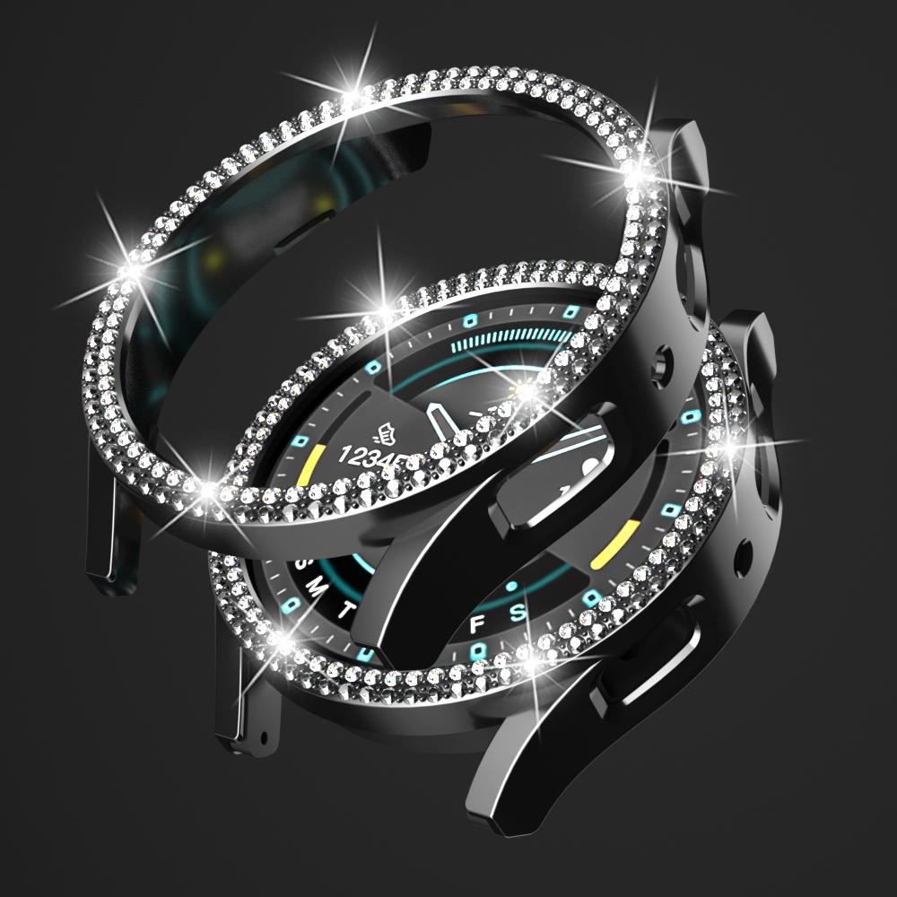 Роскошный двойной бриллиантовый чехол для Samsung Galaxy Watch 4 5 6 7 40мм 44мм, полый защитный чехол из ПК для предотвращения падения