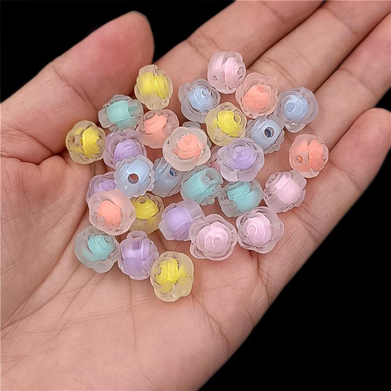 Multicolor Sandwich Rose Flower Beads Creative 11mm for Bracelet Necklace Making Handmade Material Pendants Transparent Matte DIY Jewelry Accessories