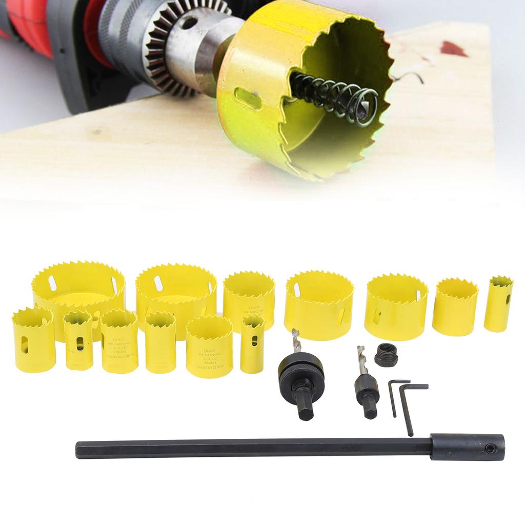 Комплект режущих лезвий для кольцевой пилы, открывалка для металла, деревообрабатывающий инструмент HSS с гаечным ключом, сверло для винтов