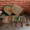 Handmade Straw Weaving Fan Natural Sea Grass Raffia Fan with Long