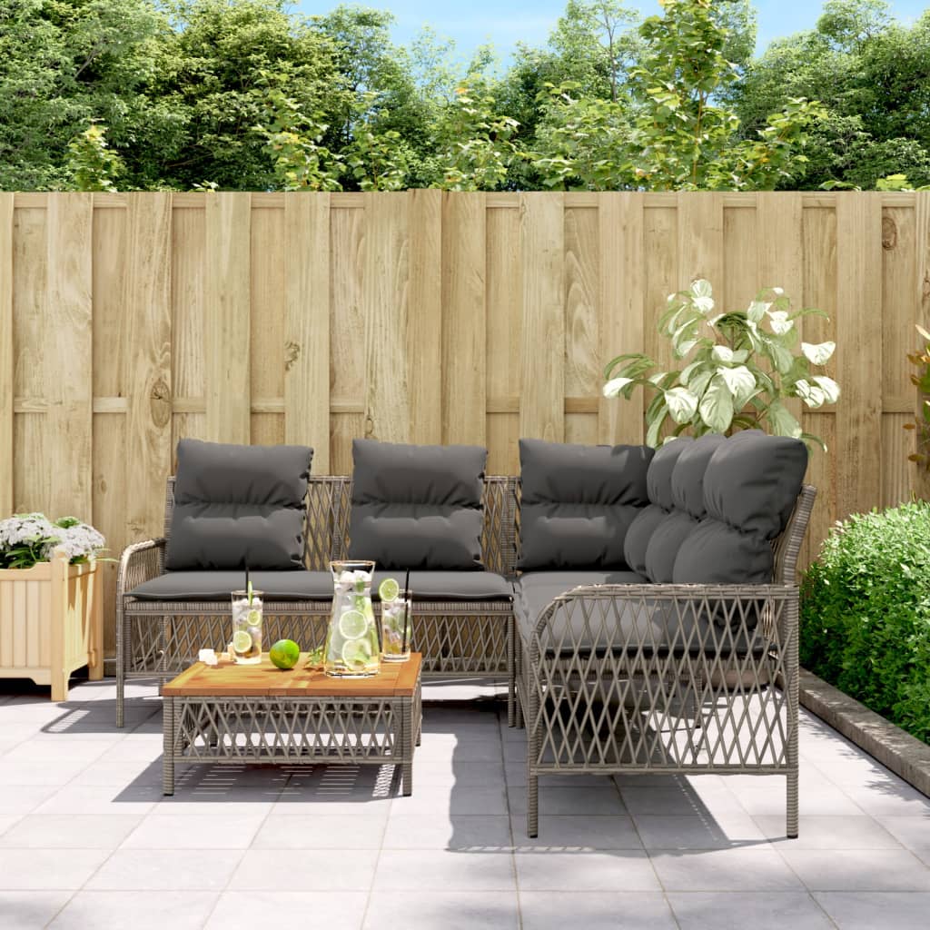 2 Piece Garden Sofa Set with Cushions Poly Rattan Grey