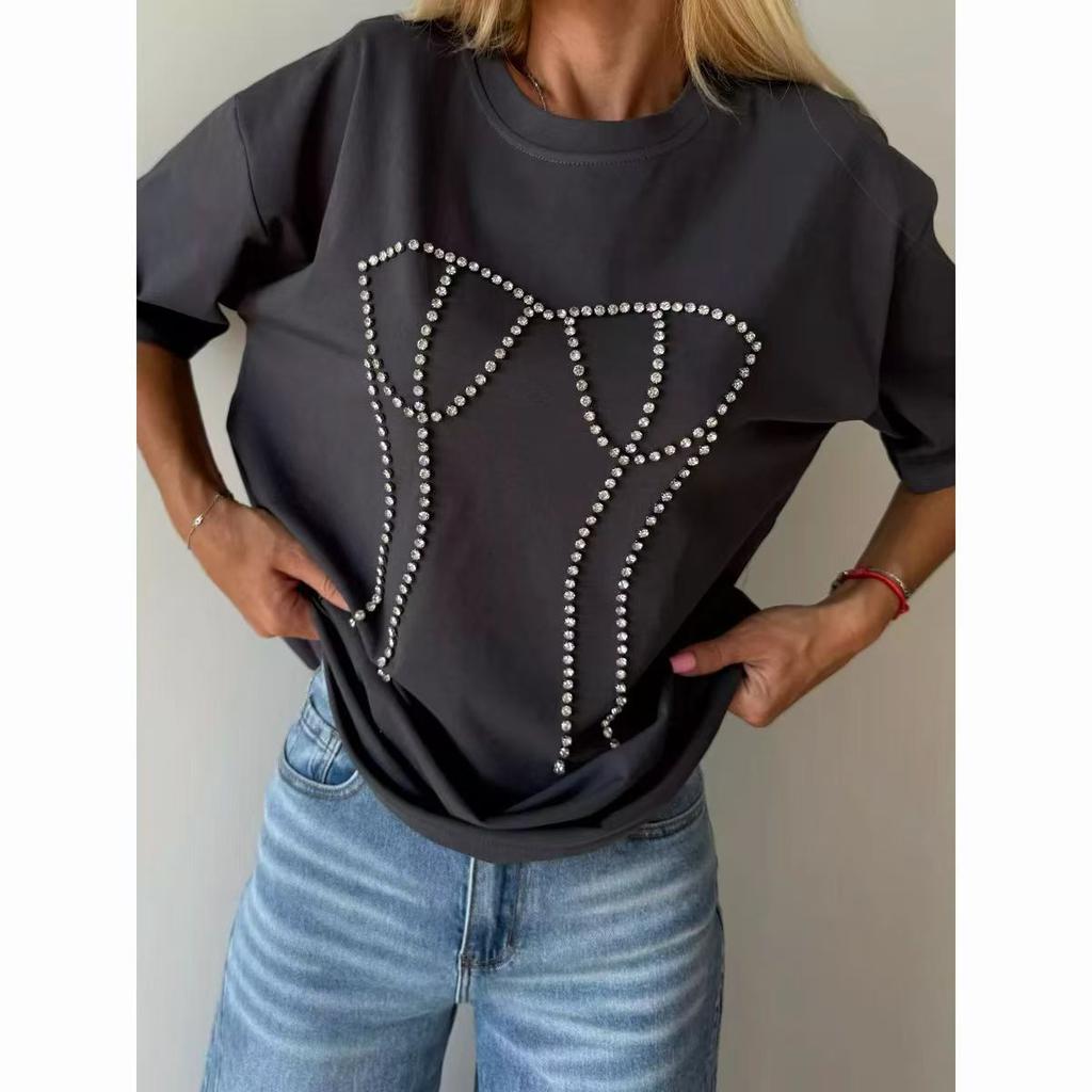 Summer Women Print T Shits Diamond Loose