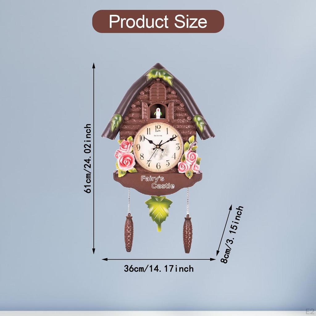 Chiming Cuckoo Clock,Arabic Numeral Display Home Gift Office Handcrafted with Pendulum,Wall Clock