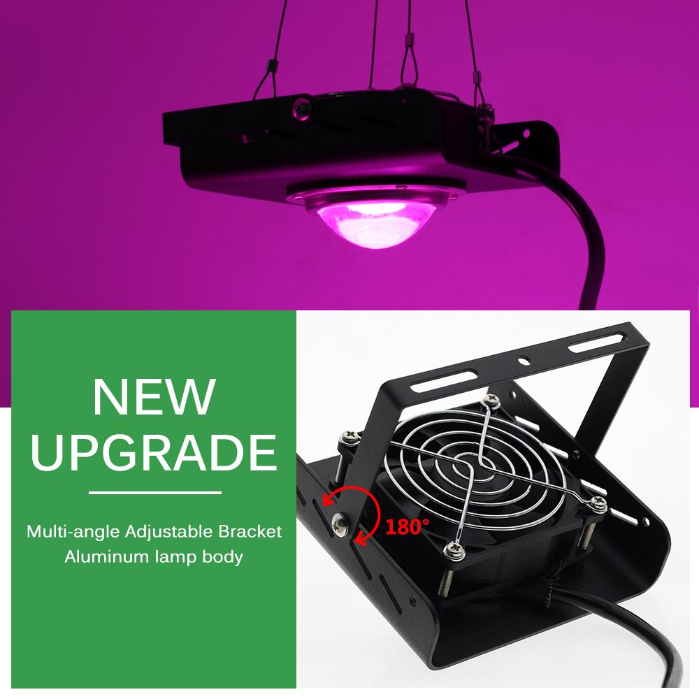 COB LED Grow Light Полный спектр 380 нм ~ 800 нм с охлаждающим вентилятором для гидропонного освещения для выращивания растений в теплицах