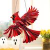 Red Bird Hanging Ornament Acrylic Flying Bird Pendant Winged Red Bird Suncatcher Decoration for Christmas Tree Window