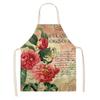 1pc Sunflower Floral Pattern Linen Apron Dinner Bib Kitchen Cooking Baking Apron Anti-Stain Cleaning Tool Unisex