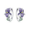 S925 Silver Vintage Lace Vine Earrings Colorful Floral Gemstone Hoop Earrings Jewelry Accessories