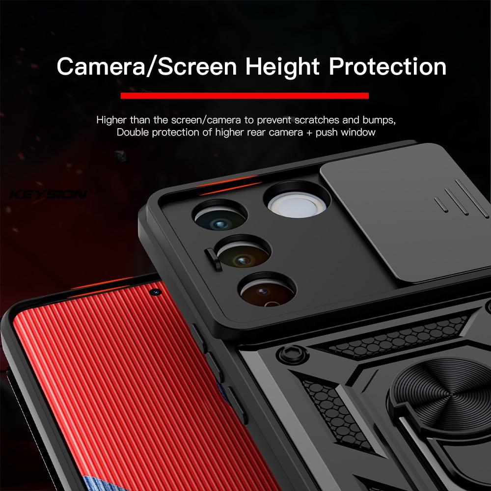KEYSION Противоударный защитный чехол для VIVO V27 5G V27e V25e, защитное кольцо для объектива камеры, чехол-подставка для телефона для VIVO Y36 5G Y35