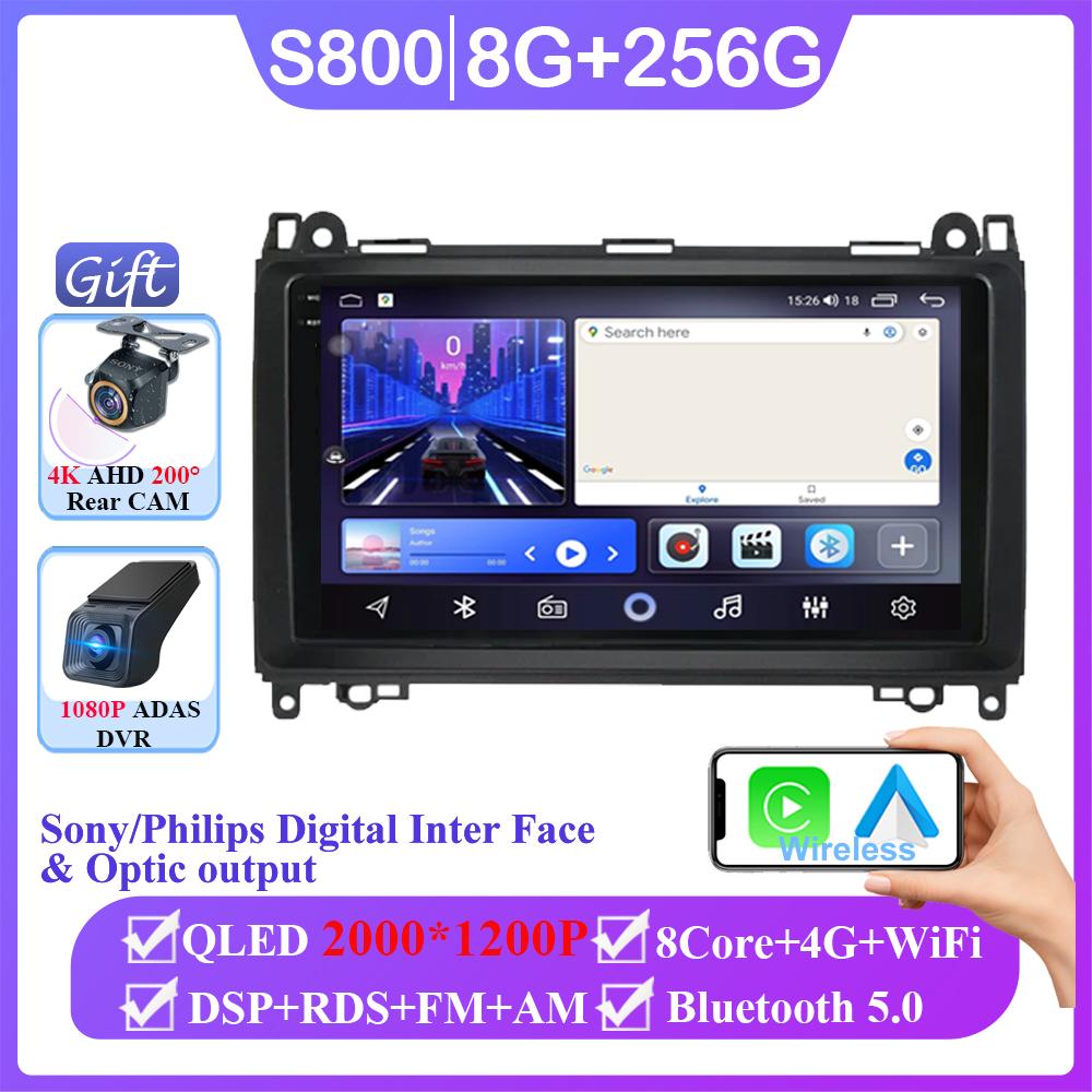 9'' Android 14 для Mercedes Benz B200 Sprinter W906 W639 AB Class W169 W245 мультимедийный плеер авто радио GPS Carplay 4G без DVD