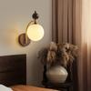 Neoclassical Wood Wall Sconce Lamp Japanese Glass Wall Lights Industrial Japanese Wall Light Bedside Indoor Retro Mounted Lamp