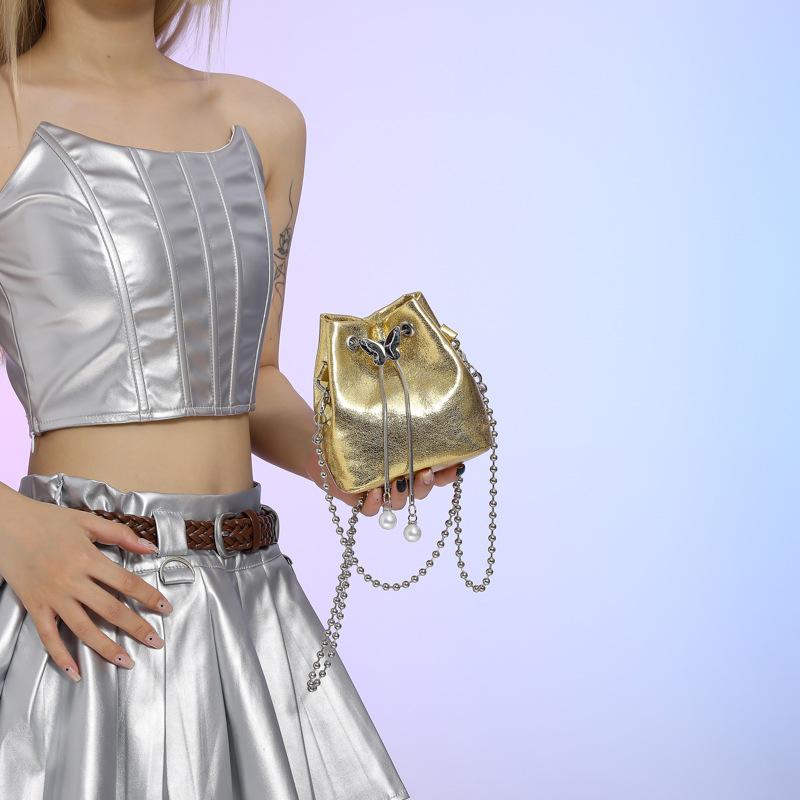 Сумки Нишевая Универсальная Сумка-Цепочка Женская 2025 Новая Корейская Версия Мода Яркая Звезда Океанский Стиль Сумка-Ведро Кроссбоди