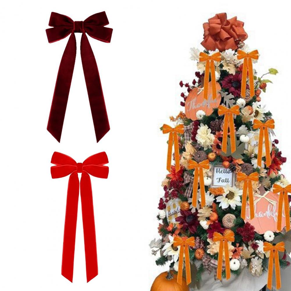 Party Accessories Christmas Ornament Elegant Velvet Christmas Bows for Tree Chairs Festive Holiday Decorations for Home Party