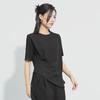 Футболка из темного тенселя Ice Silk Drape Hem Roman T-Shirt - женский топ с уникальным дизайном